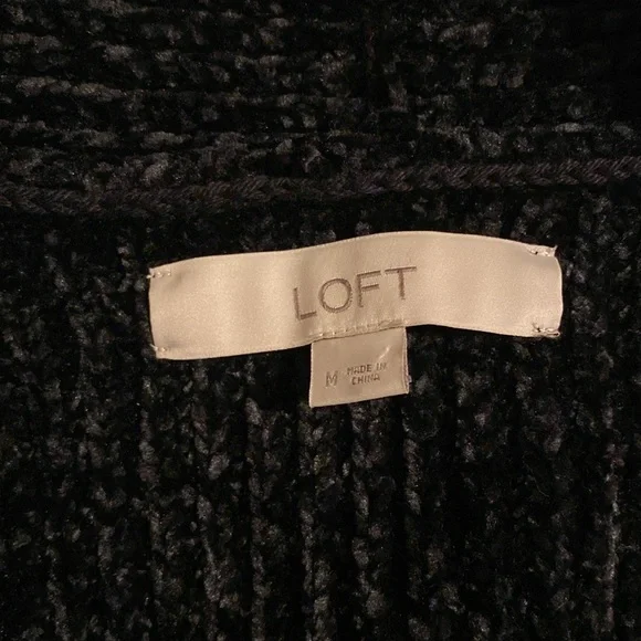 LOFT Black Chenille Open Cardigan size Medium - Picture 4 of 5